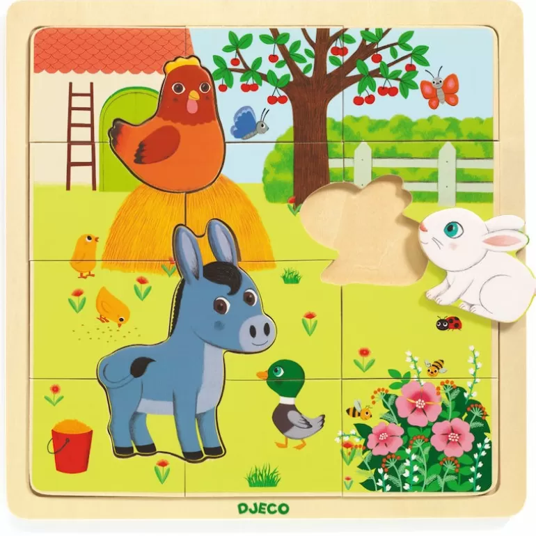 Djeco Puzzle Djeco<Puzzle En Bois 'Puzzlo Ferme' 15 Pcs 1814