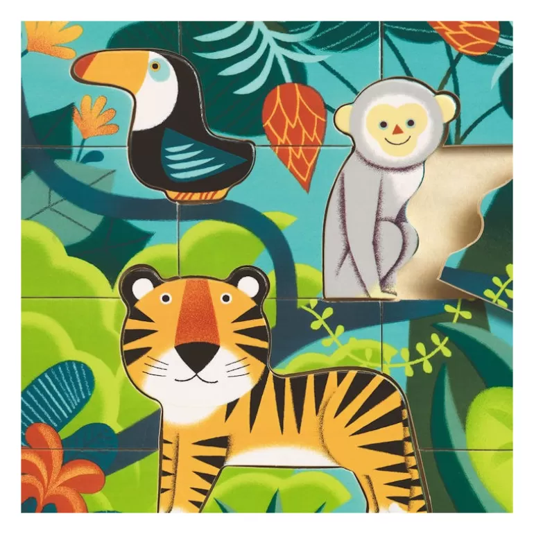 Djeco Puzzle Djeco<Puzzle En Bois 'Puzzlo Jungle' 15 Pcs 1810