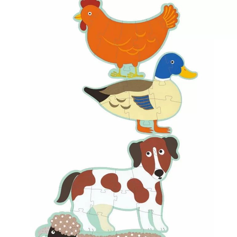 Djeco Puzzle Djeco<Puzzle Geant 'Honore & Ses Amis' 9, 12 Et 15 Pcs 7112