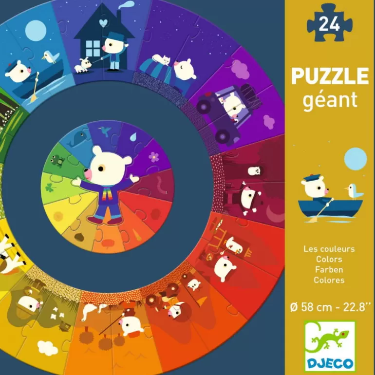 Djeco Puzzle Djeco<Puzzle Geant 'Les Couleurs' 24 Pcs + 13 7017
