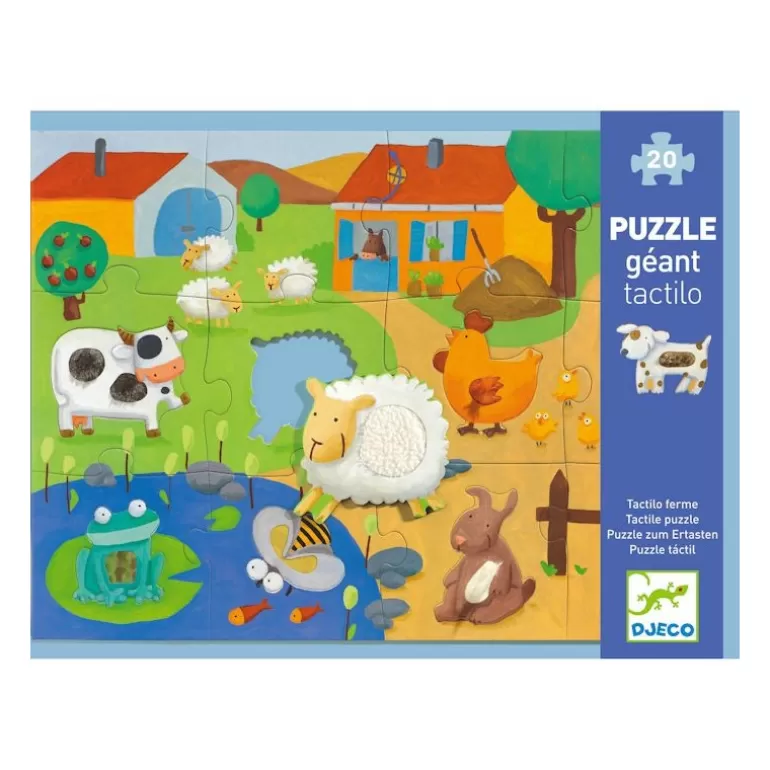 Djeco Puzzle Djeco<Puzzle Geant Tactilo Ferme 12 Pcs + 8 7117