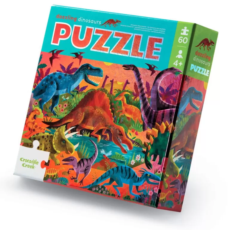 Crocodile Creek Puzzles Dès 5 Ans, 54 Pcs<Puzzle Metallise "Dinosaures" 60 Pcs