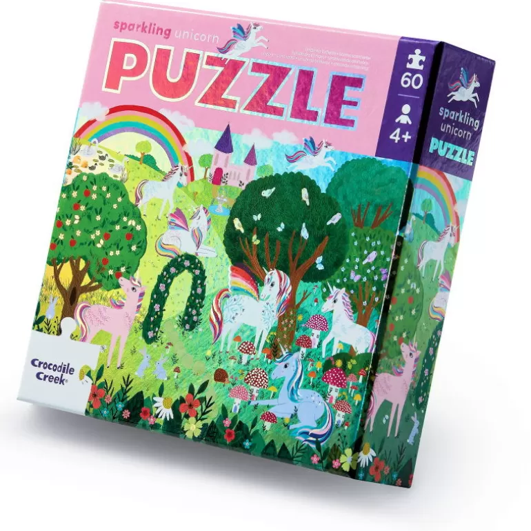 Crocodile Creek Puzzles Dès 5 Ans, 54 Pcs<Puzzle Metallise "Licornes" 60 Pcs