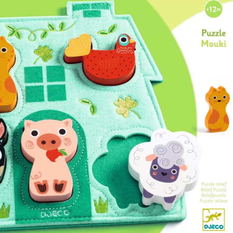 Djeco Puzzle Djeco<Puzzle Mouki, Jeu D'Encastrement En Bois Et Feutrine 1072