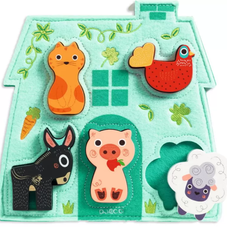 Djeco Puzzle Djeco<Puzzle Mouki, Jeu D'Encastrement En Bois Et Feutrine 1072