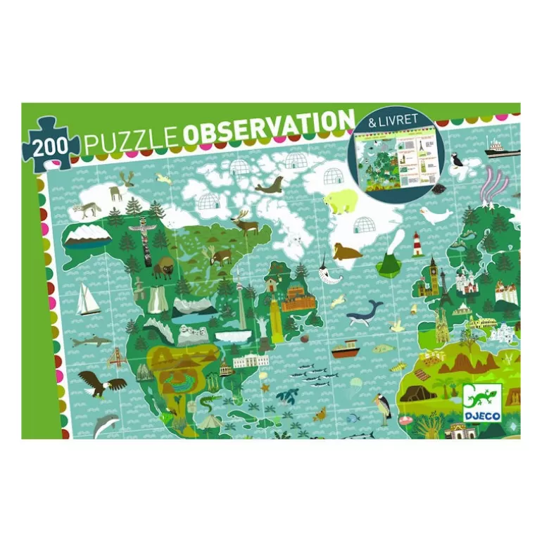 Djeco Puzzles Djeco<Puzzle Observation 'Tour Du Monde' 200 Pcs 7412