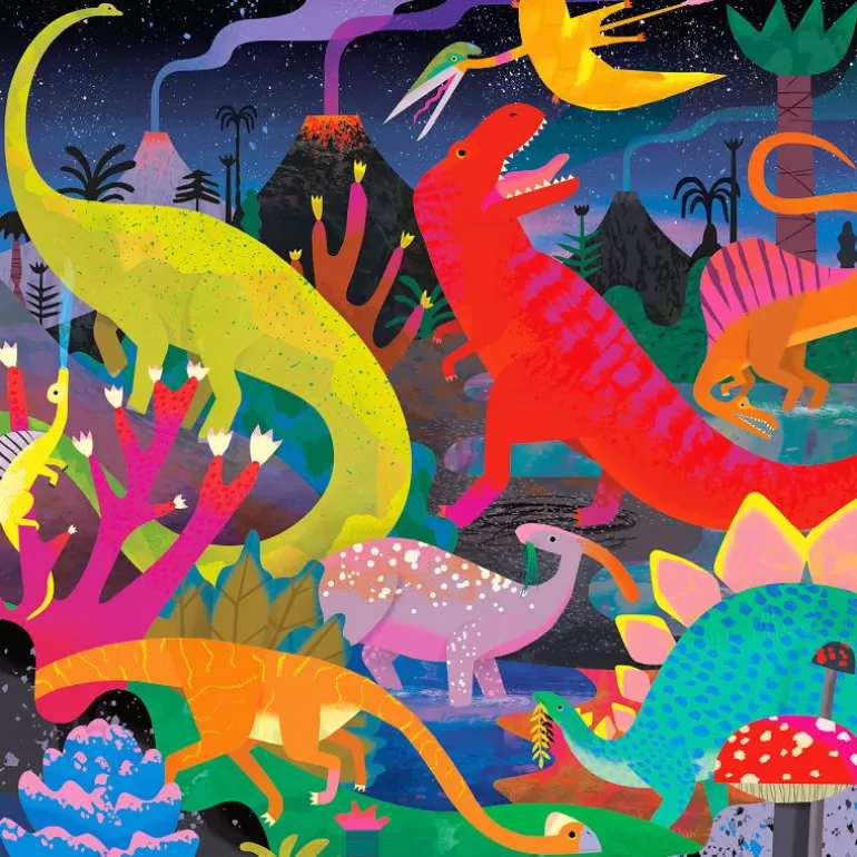 Mudpuppy Puzzles Dès 8 Ans, 500 Pcs Et +<Puzzle Qui Brille Dans Le Noir "Dinosaures" 500 Pcs