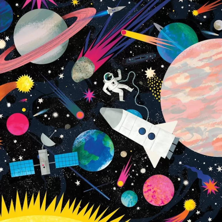 Mudpuppy Puzzles Dès 8 Ans, 500 Pcs Et +<Puzzle Qui Brille Dans Le Noir "Espace" 500 Pcs