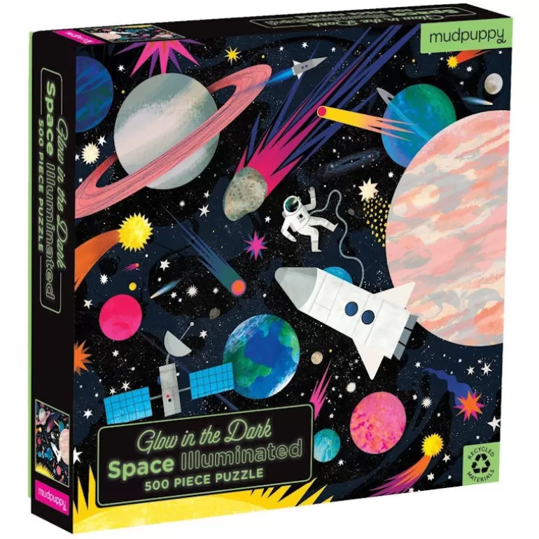 Mudpuppy Puzzles Dès 8 Ans, 500 Pcs Et +<Puzzle Qui Brille Dans Le Noir "Espace" 500 Pcs