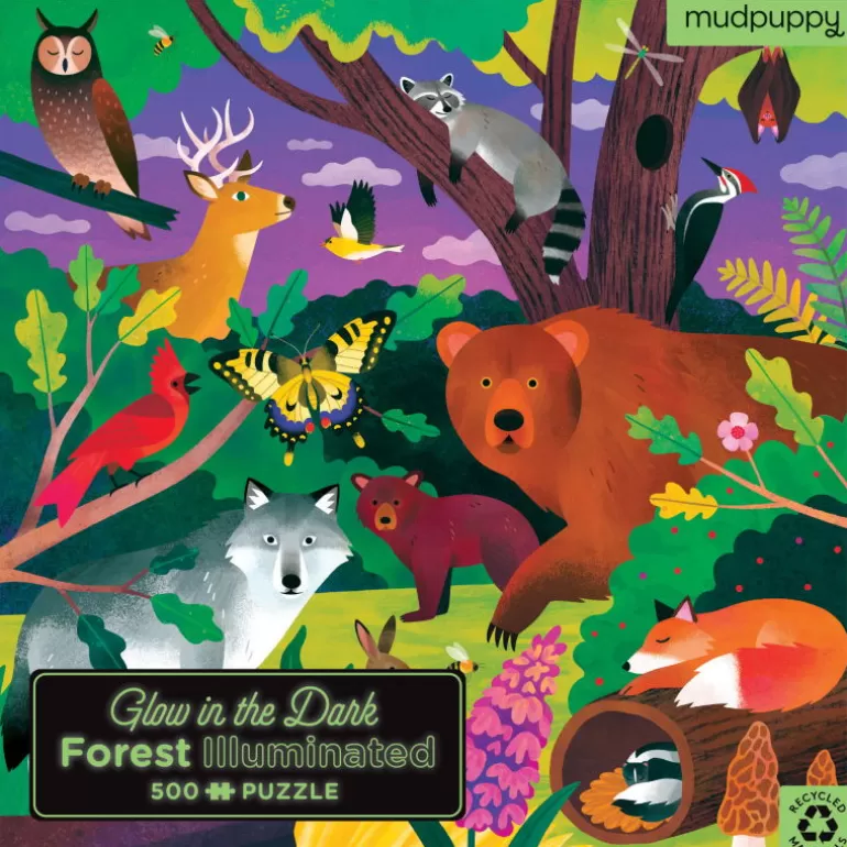 Mudpuppy Puzzles Dès 8 Ans, 500 Pcs Et +<Puzzle Qui Brille Dans Le Noir "Foret" 500 Pcs