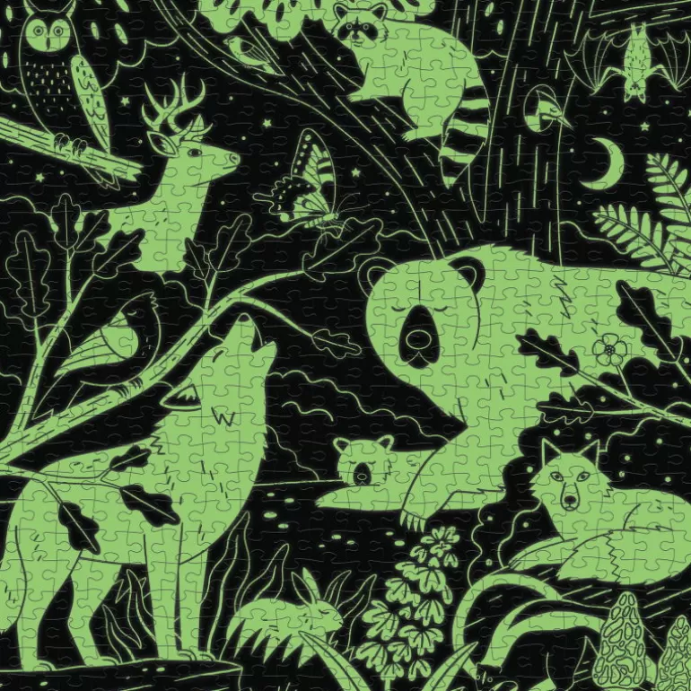 Mudpuppy Puzzles Dès 8 Ans, 500 Pcs Et +<Puzzle Qui Brille Dans Le Noir "Foret" 500 Pcs