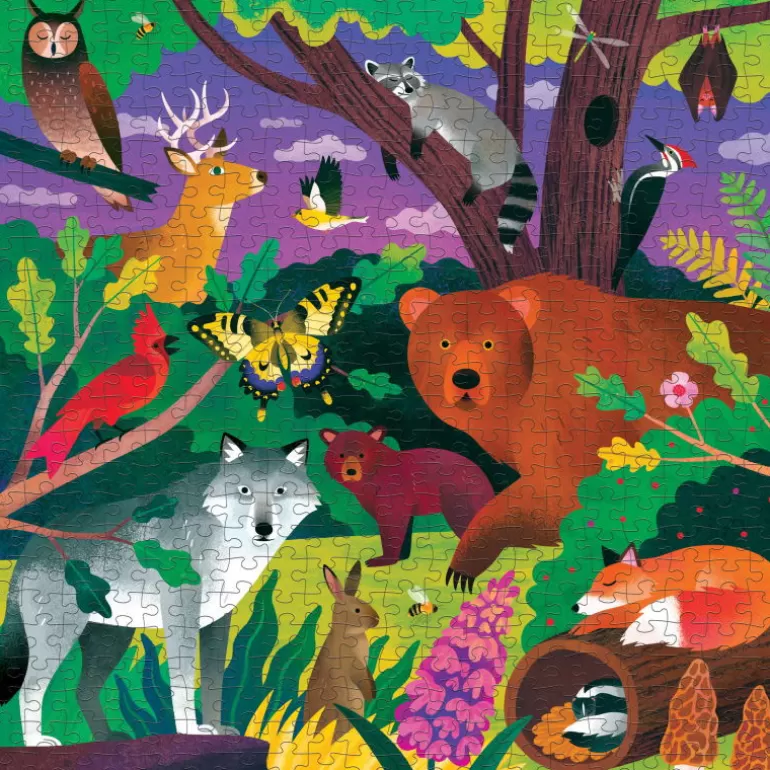 Mudpuppy Puzzles Dès 8 Ans, 500 Pcs Et +<Puzzle Qui Brille Dans Le Noir "Foret" 500 Pcs