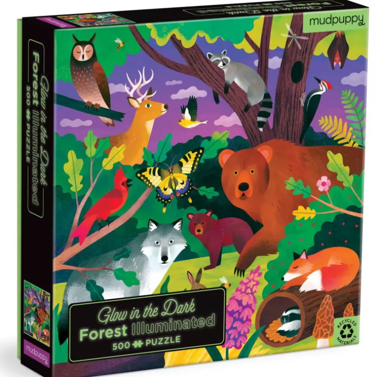 Mudpuppy Puzzles Dès 8 Ans, 500 Pcs Et +<Puzzle Qui Brille Dans Le Noir "Foret" 500 Pcs