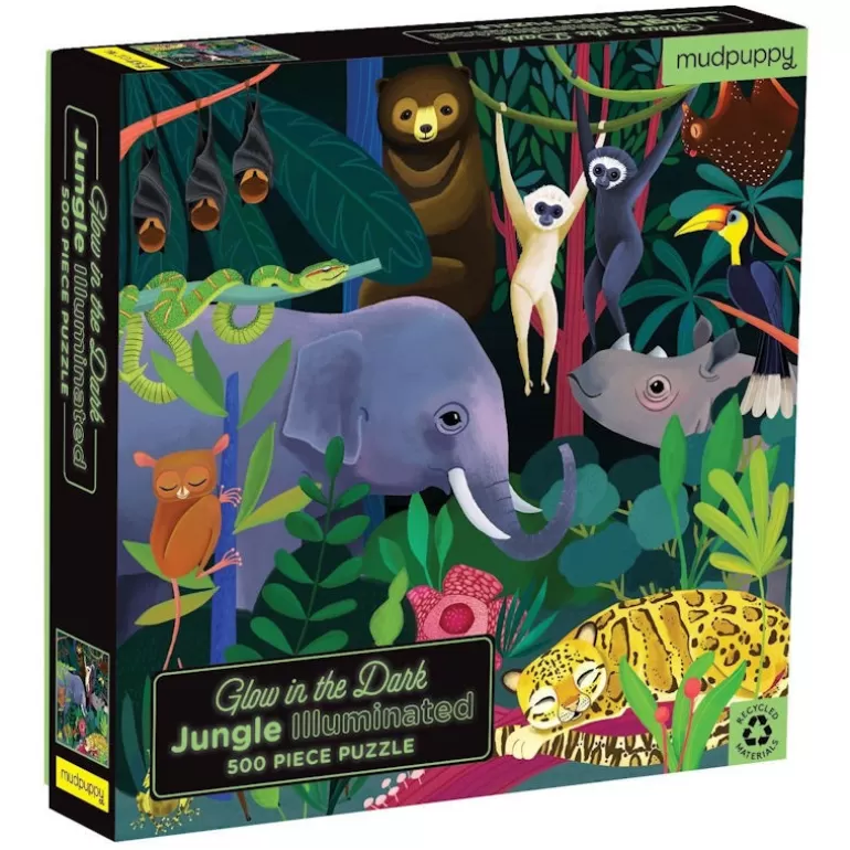 Mudpuppy Puzzles Dès 8 Ans, 500 Pcs Et +<Puzzle Qui Brille Dans Le Noir "Jungle" 500 Pcs