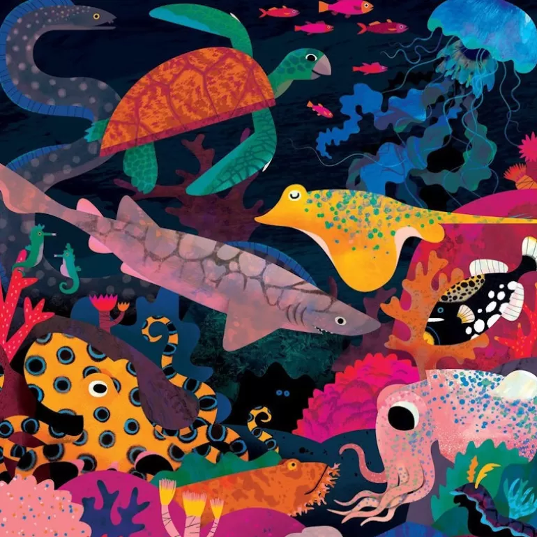 Mudpuppy Puzzles Dès 8 Ans, 500 Pcs Et +<Puzzle Qui Brille Dans Le Noir "Ocean" 500 Pcs
