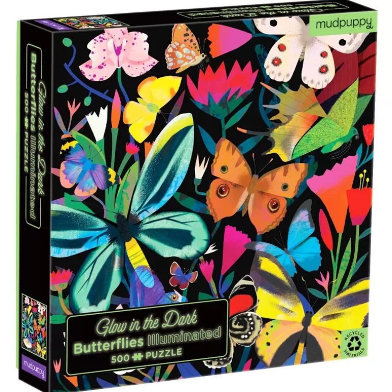 Mudpuppy Puzzles Dès 8 Ans, 500 Pcs Et +<Puzzle Qui Brille Dans Le Noir "Papillons" 500 Pcs