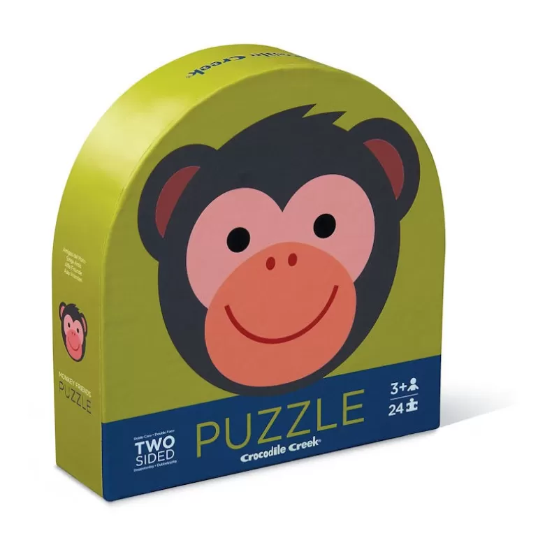 Crocodile Creek Puzzles Dès 2 Ans: 2, 12 Et 24 Pcs<Puzzle Rond Double Face 24 Pcs 'Le Singe Et Ses Amis'