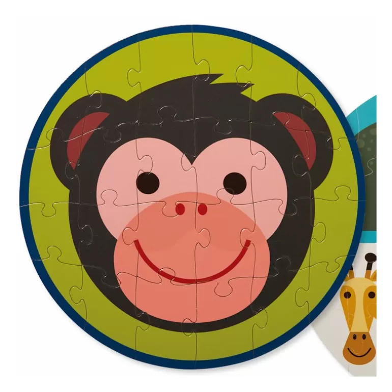 Crocodile Creek Puzzles Dès 2 Ans: 2, 12 Et 24 Pcs<Puzzle Rond Double Face 24 Pcs 'Le Singe Et Ses Amis'