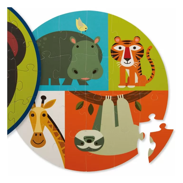 Crocodile Creek Puzzles Dès 2 Ans: 2, 12 Et 24 Pcs<Puzzle Rond Double Face 24 Pcs 'Le Singe Et Ses Amis'