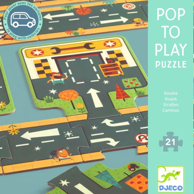 Djeco Puzzle Djeco<Puzzle "Routes" Pop To Play 7162