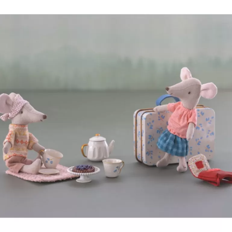 Maileg Maison De Poupee En Bois<Service A The "Plaisir De L'Apres-Midi - Bleu Madelaine" Pour Souris