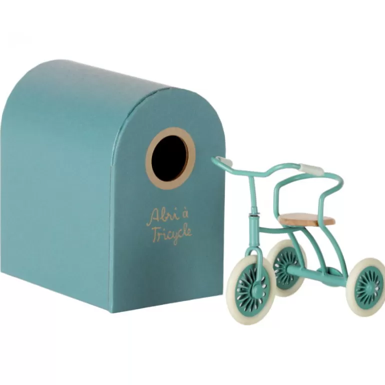 Maileg Maison De Poupee En Bois<Tricycle Bleu Avec Abri Pour Souris