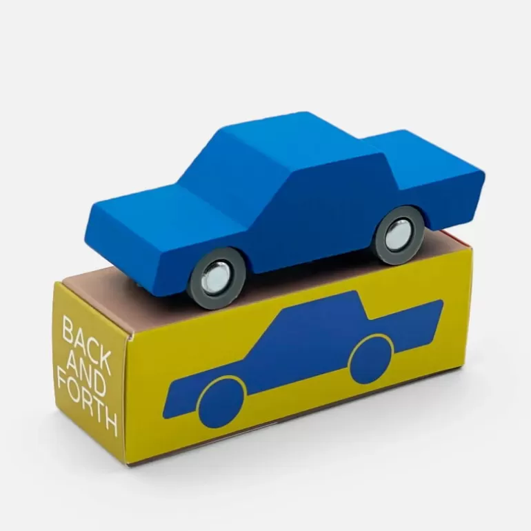 Waytoplay Toys Circuits De Routes Waytoplay<Voiture En Bois Waytoplay Bleue "Back And Forth"