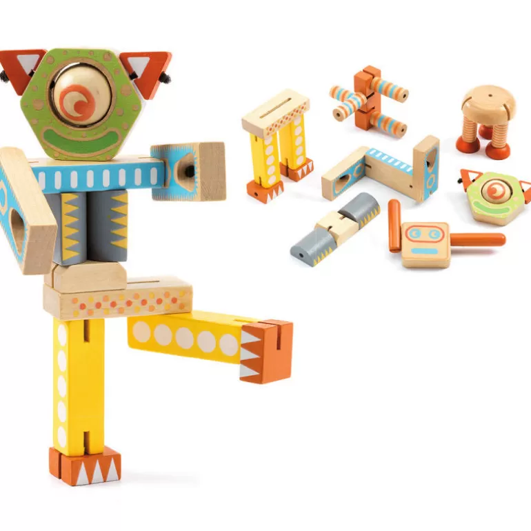 Djeco Jeux De Construction<Ze Elastorobot, Jeu De Blocs En Bois Pour Construire Des Robots 6435